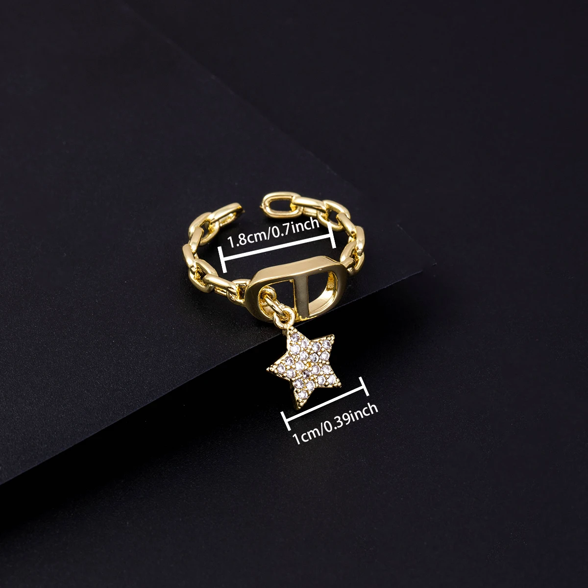 نجمة الماس رسالة Cd حلقة المتخصصة تصميم قلادة العصرية اليومية تنوعا المرأة خاتم جديد مفتوح قابل للتعديل الدائري