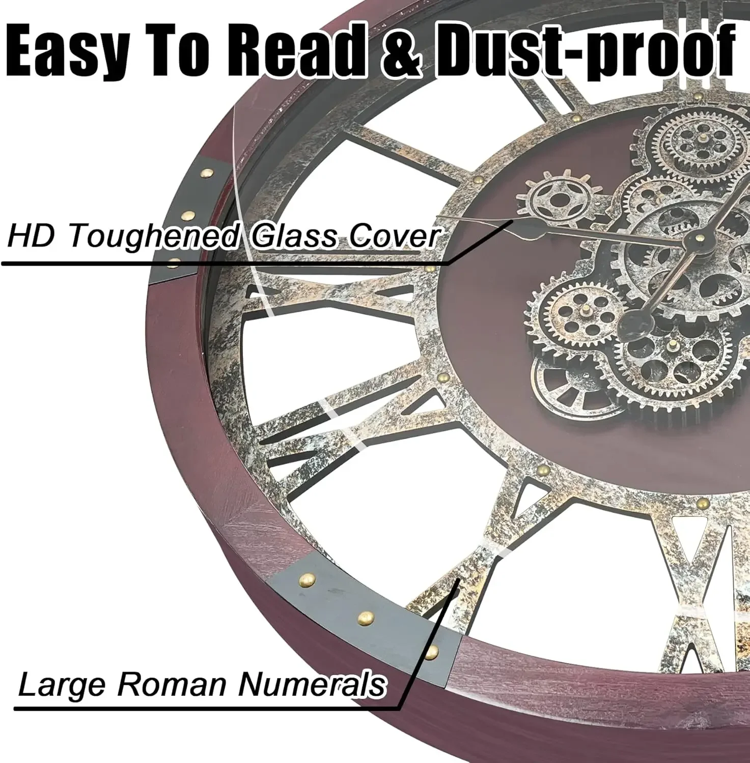 Reloj de pared con engranajes móviles Original de 40 ", reloj de pared Industrial grande para decoración de sala de estar, Vintage de madera de gran tamaño