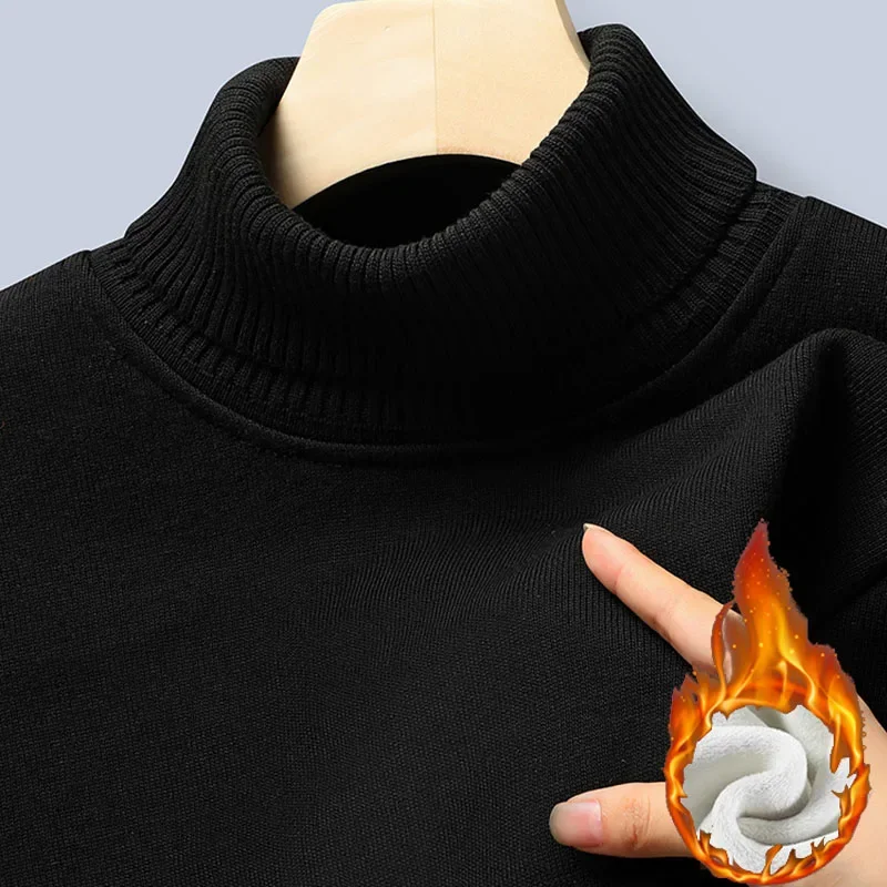 Autumn Winter Men Long Sleeve Knitted Sweater Male High Quality Turtleneck Sweater Fashion Versatile Anti-pilling Pullovers