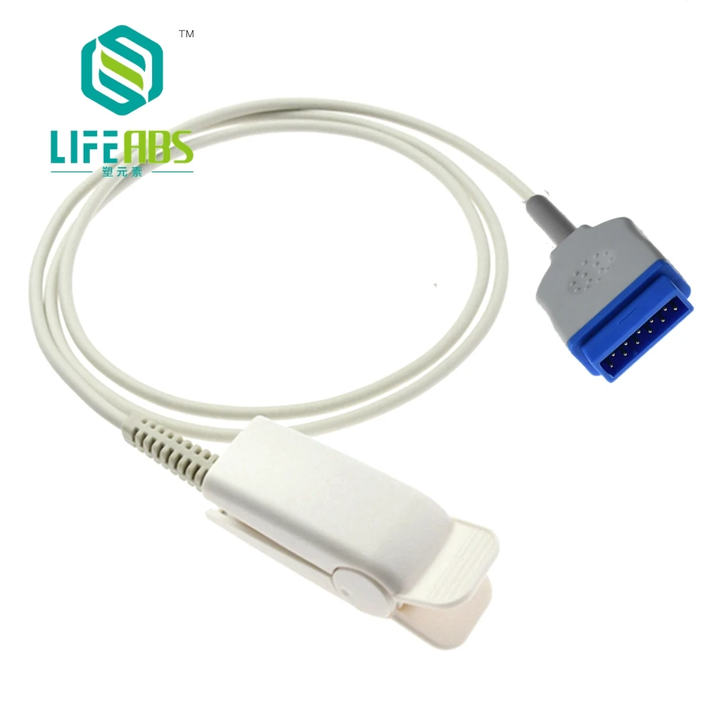 

Child Finger Clip Ear Clip Silicone Long Cable Spo2 Oxygen Sensor Reusable Spo2 Sensor for G*E11PIN module Patient Monitor