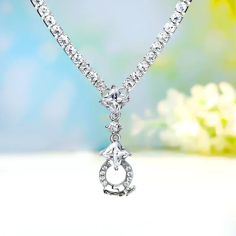 

Fashionable and Luxury, Simple Daily S925 Pure Silver Versatile High Carbon Diamond Engagement Women's Jewelry