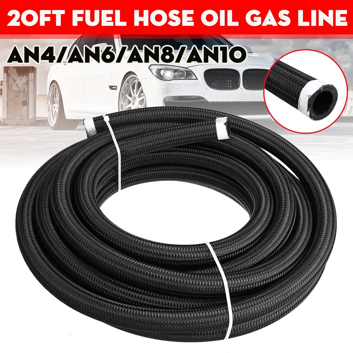 3 Meters AN4/6/8/10/12 Universal Car Fuel Hose Line Oil Gas Nylon Braided Pipeline Radiator Brake Hose Fuel Pipes