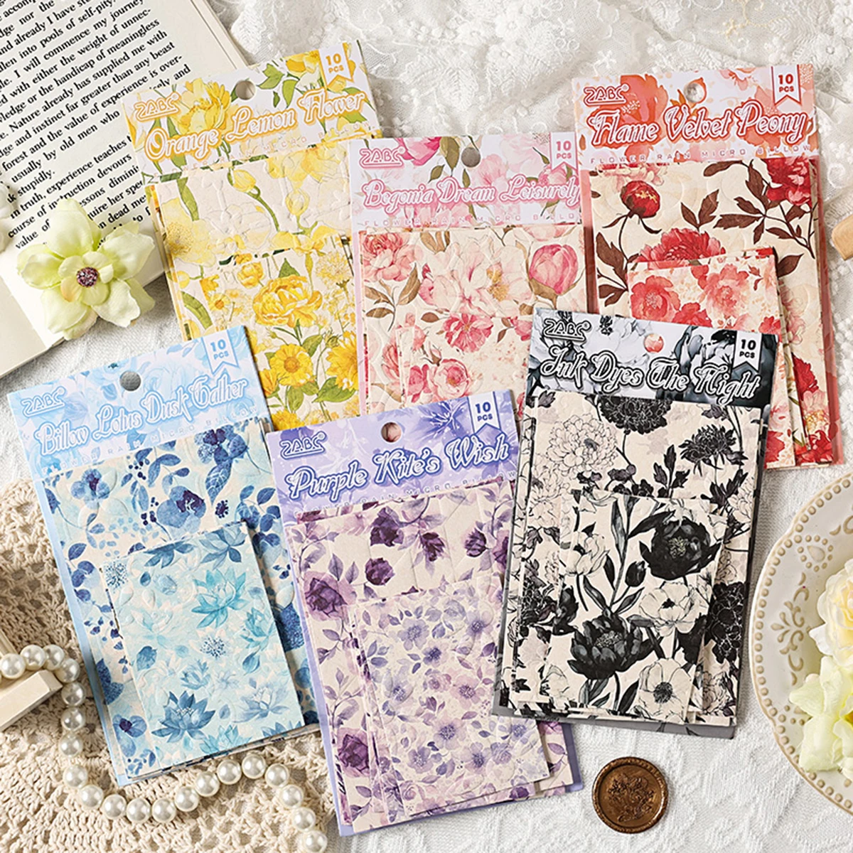 10pcs Beautiful Floral Pattern Decorative Paper, Stylish Embossed Surface Design Paper, Diy Journal Decoration Gift For Friends