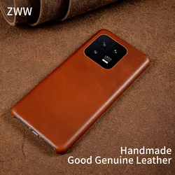 Hand Made Oil Wax Leather Phone Case For Xiaomi 13 13 Pro 13T Cover Pattern Genuine For Poco Series 12Pro 12SUltra Mi12Lite 12X