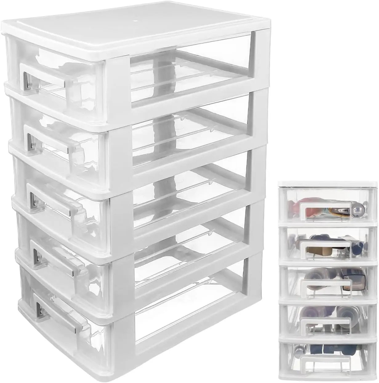 

Multifunctional 5-Layer Transparent Plastic Drawer Storage Cabinet 12.36X8.30X5.98In Portable Desktop