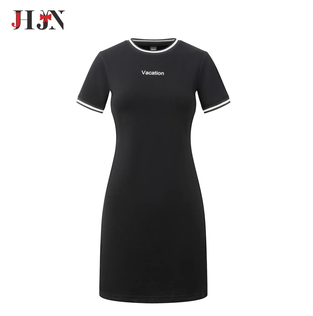 Lady Fashionable and Sexy Dress 2025 Summer Korean Round Neck Stripe Splicing Slim Fit Casual Versatile Knitted Short Dress JHJN