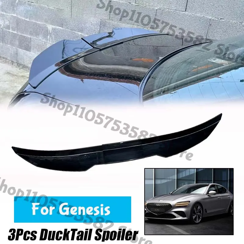 3Pcs Ducktail High Kick Trunk Spoiler For Genesis Universal Rear Boot Wing For Multi Models Car