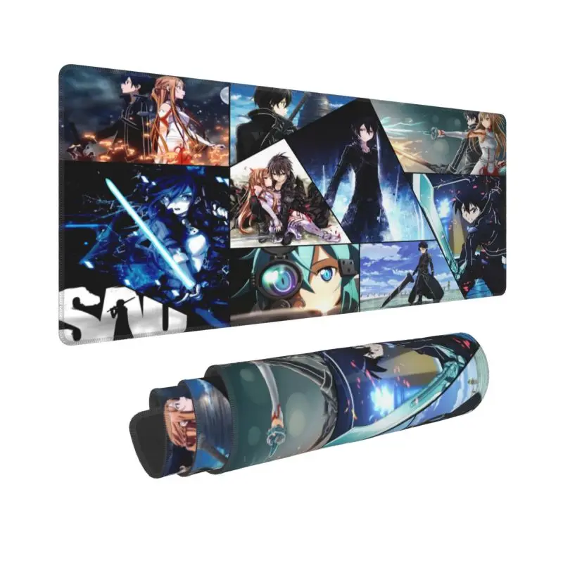 

XL Computer Lock Edge Keyboard Mat Japanese Anime Sword Art Online SAO HD Printing Mousepad XXL PC Desk Pad Large Size Mousepad