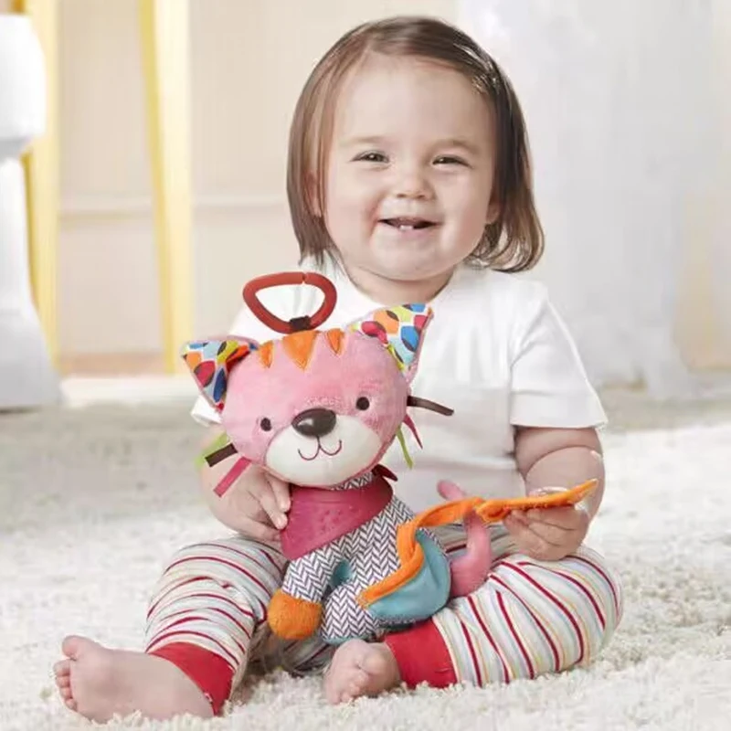 Brinquedos de pelúcia chocalho recheado para bebê, cama de animais pendurados, brinquedos infantis móveis, carrinho de 0 a 6 meses