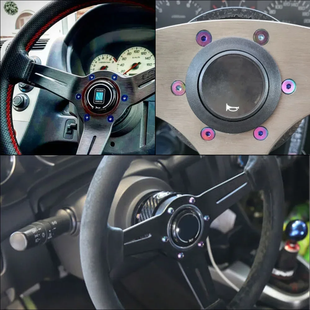 For Momo Nardi NRG Works‑Bell Steering Wheel Hub Fixing Screw Kit 6Pcs Bolts With Wrench Interior Car Mod Parts