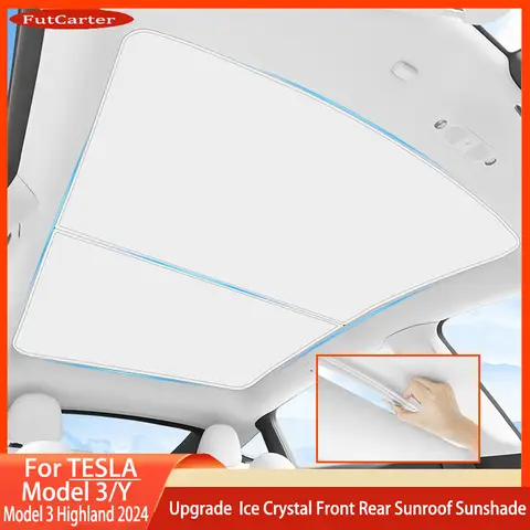 Tesla Model3 Y 2018-2024 업그레이드 아이스 천 버클 차양 유리 지붕 단열 차양 전면 후면 선 루프 채광창