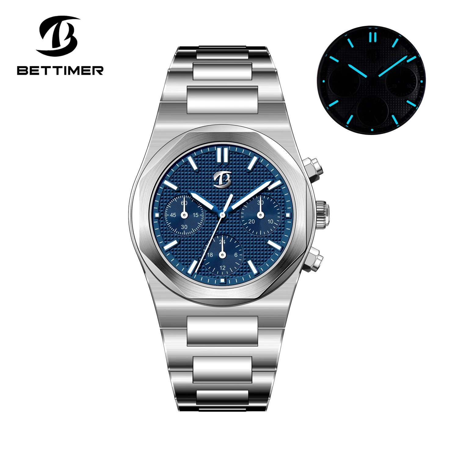 

Bettimer 2024 new Seagull ST1903 luxury men's manual mechanical timing watch sapphire stainless steel diving 10Bar Bgw-9 reloj h