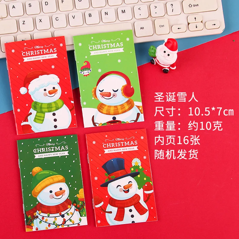 Cartoon Christmas Notebook Kawaii Christmas Man Snowman Notepad Portable Pocket Notepad Student Prizes Gifts