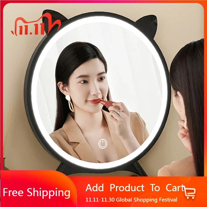 

Modern Makeup Mirror Compact Korean Bedroom Funky Girls Aesthetic Items Art Circular Mirror Cosmetics Espelhos Home Decorations