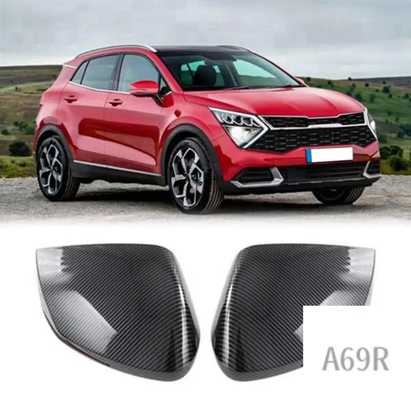 

A69R-Car Side Rear View Mirror & Door Handle Cover Trim Carbon Fiber Decor Sticker Accessories For Kia Sportage NQ5 2021 2022