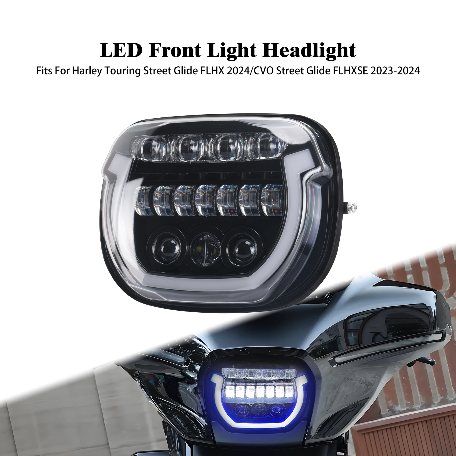 Motorcycle Headlight Front LED Light High Low Beam Headlamp For Harley Touring CVO Street Glide FLHXSE 2023-2025 FLHX 2024-2025