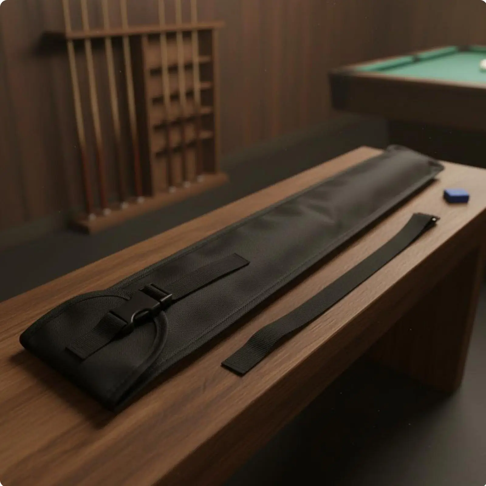 Soft Pool Cue Sleeve Bag for Snooker Stick with Secure Hinged Lid and Strap for Tournament Travel Hands Free