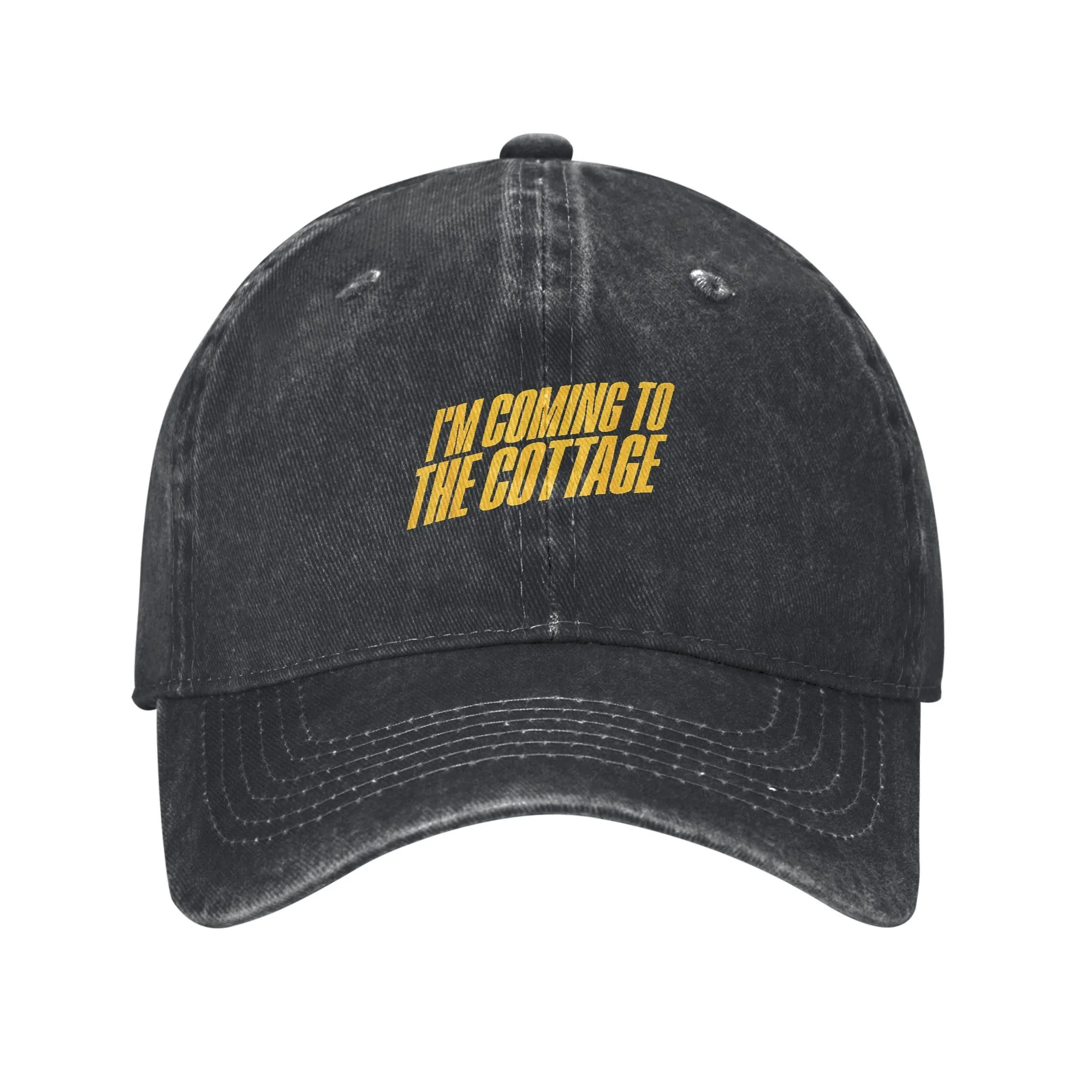 Vintage-Washed-Baseball-Cap-I'm-Coming-to-The-Cottage-Print-Unisex-Casual-Outdoor-Sun-Hat