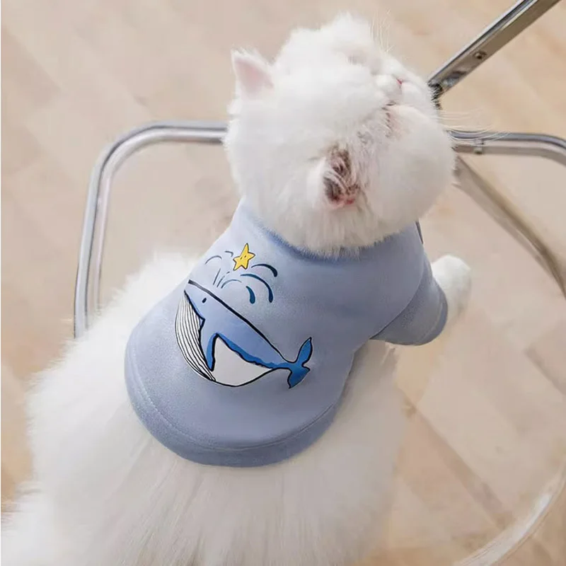 Teddy Cute Whale Hoodie Puppy Fall Thin Clothing for Two Legs Anti-loss Warm Winter Pet Soft Pullover Pet Supplies