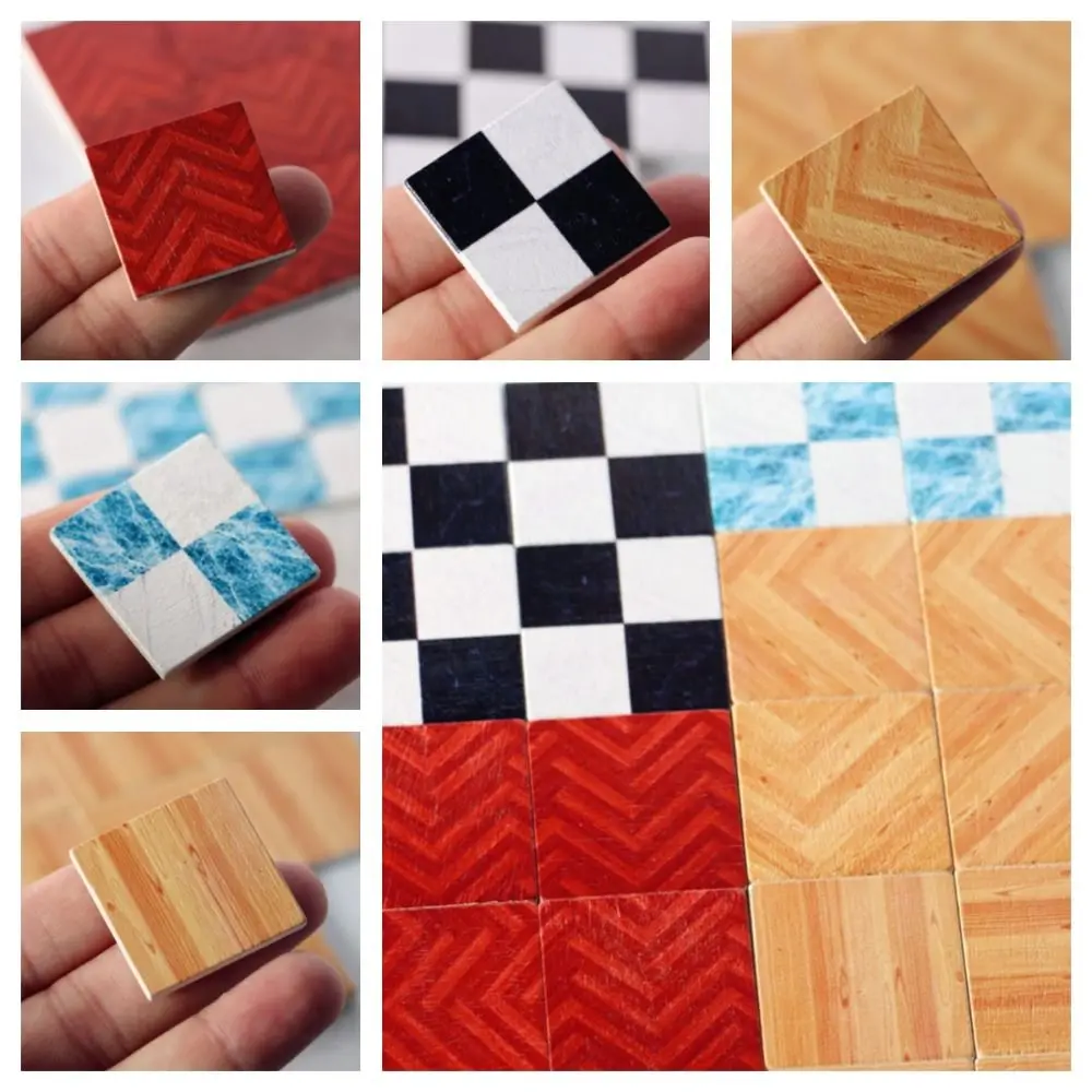 9pcs/set Pretend Play 1:6/1:12 Doll House Furniture Doll House Accessories Square Miniature Ceramic Tile Wood Block