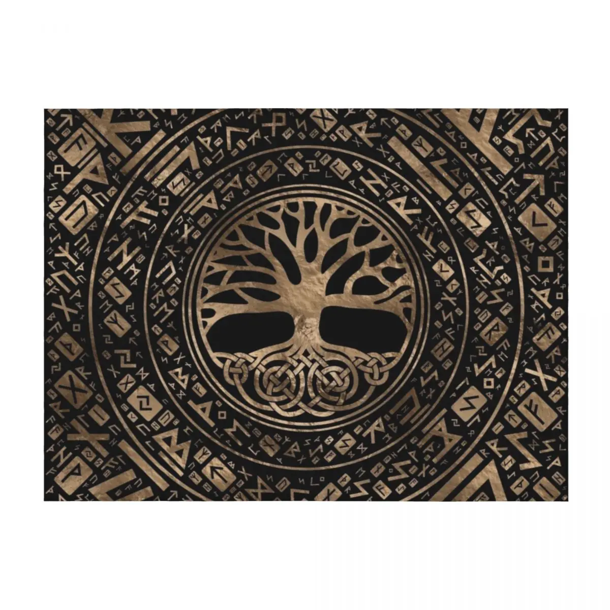 

Tree of life -Yggdrasil Runic Pattern Throw Blanket Picnic Hairys Luxury Personalized Gift Blankets