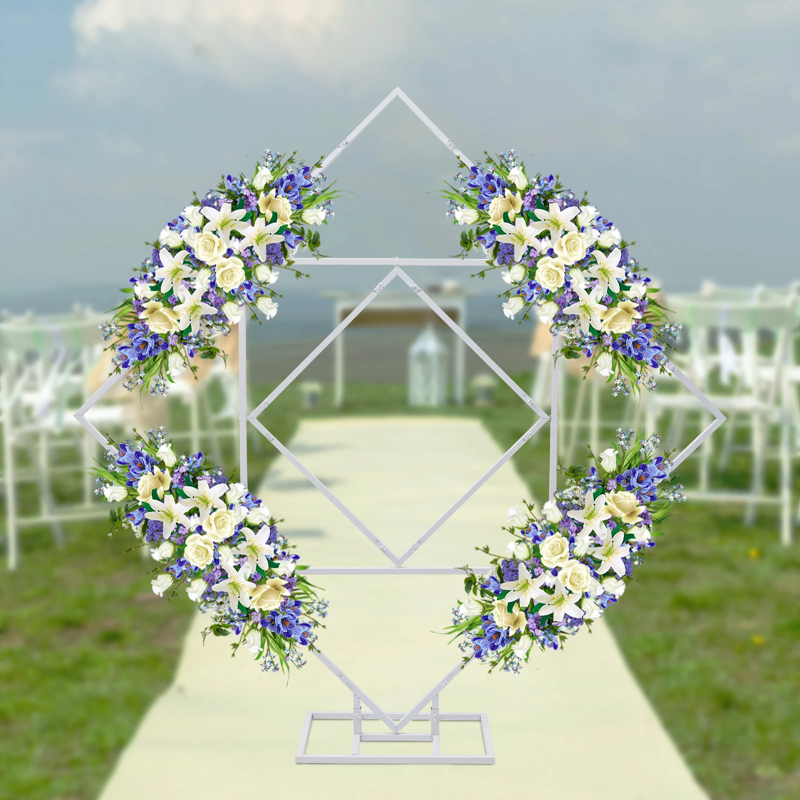 

6.6ft Wedding Stand Arch Backdrop Rack Circle Balloon Frame Venue Decor Metal