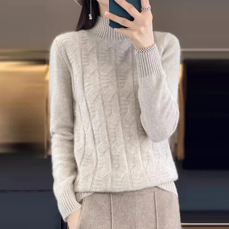 

Women Sweaters Casual Autumn Winter Turtleneck Long Sleeve Thick Warm Pullovers Fashion Korean Bottoming Knitwears Basic Jumpers