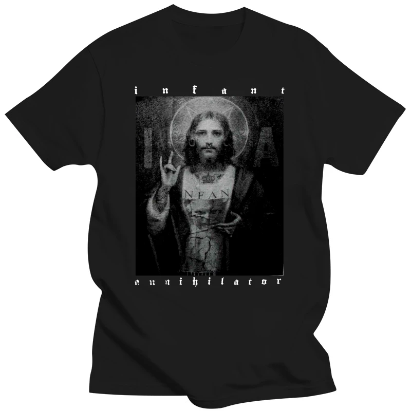 Infant Annihilator Men's Jesus T-shirt Black Fashion Short Sleeve Sale 100 % Cotton Short Sleeves Cotton T Shirt