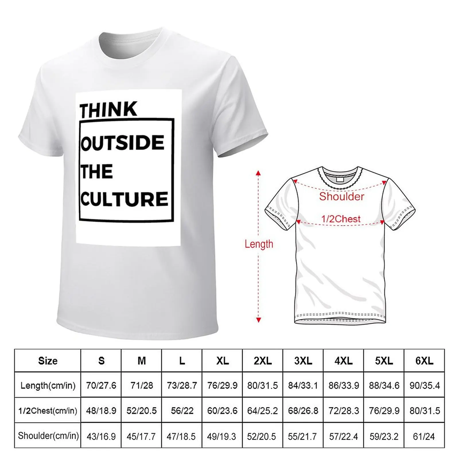 Think outside the culture black latter with white background T-shirt anime clothes anime men clothes