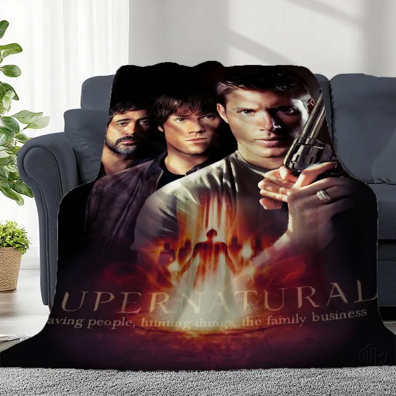 Customize Supernatural Winchester Brothers Poster Flannel Printed Blanket, Suitable for Home, Office, Car, and Camping. Soft, Co