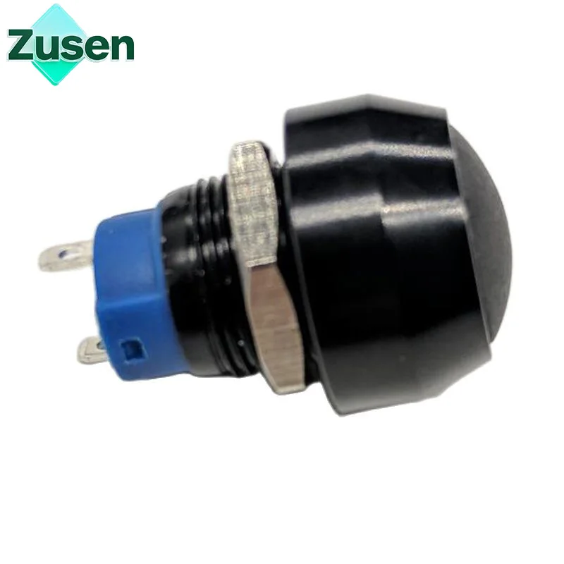 Zusen 12mm Włącz/Wyłącz Czarny Tlenek Aluminiowy 1NO Mikroprzełącznik Zatrzaskowy Przyciskowy IP65 (ZS12B-10Z/J/A)