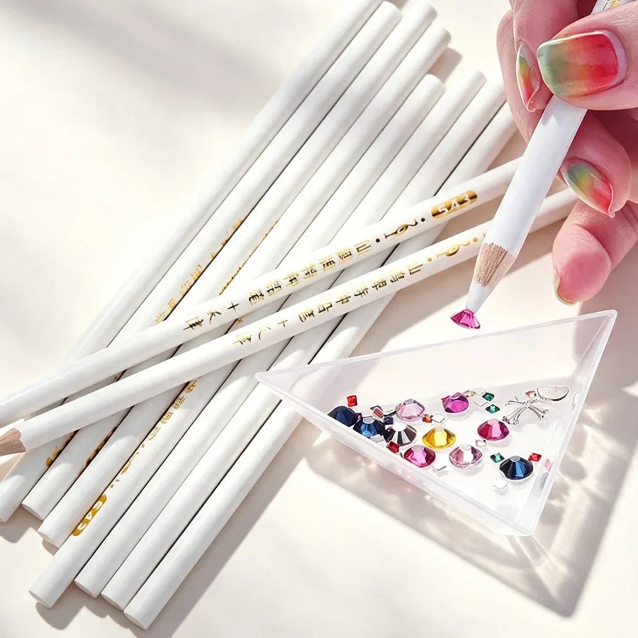 5/10Pcs Dotting Pen Rhinestones Pick Up Pencil, Nail Art Gems Picking Tools, DIY Clothes Beads Craft Container Tray