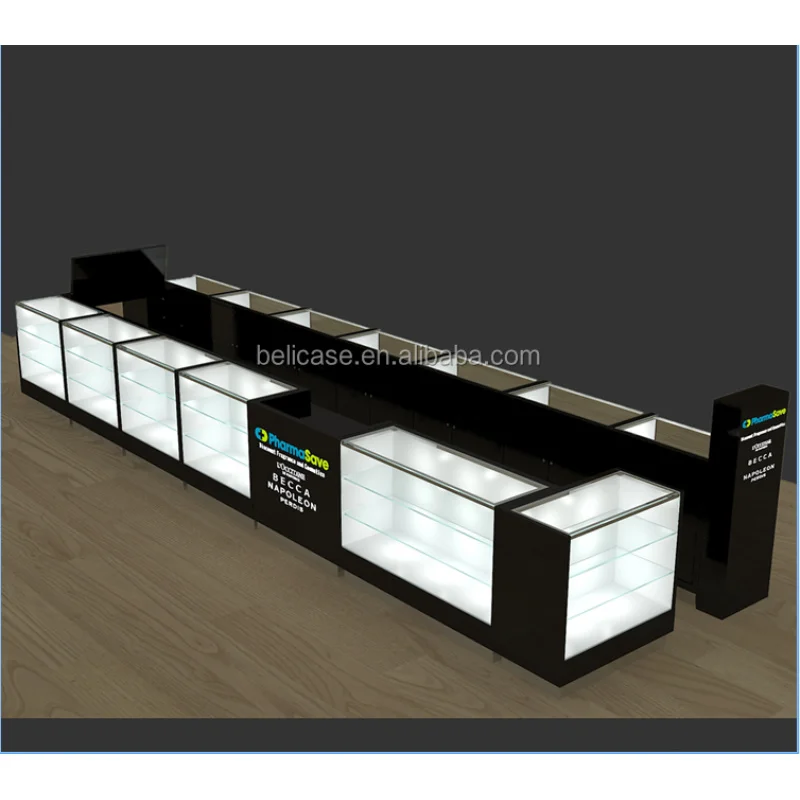 (Customized) Wooden Mall Kiosk Design Glass Display Cabinet Jewelry Kiosk Design Ideas