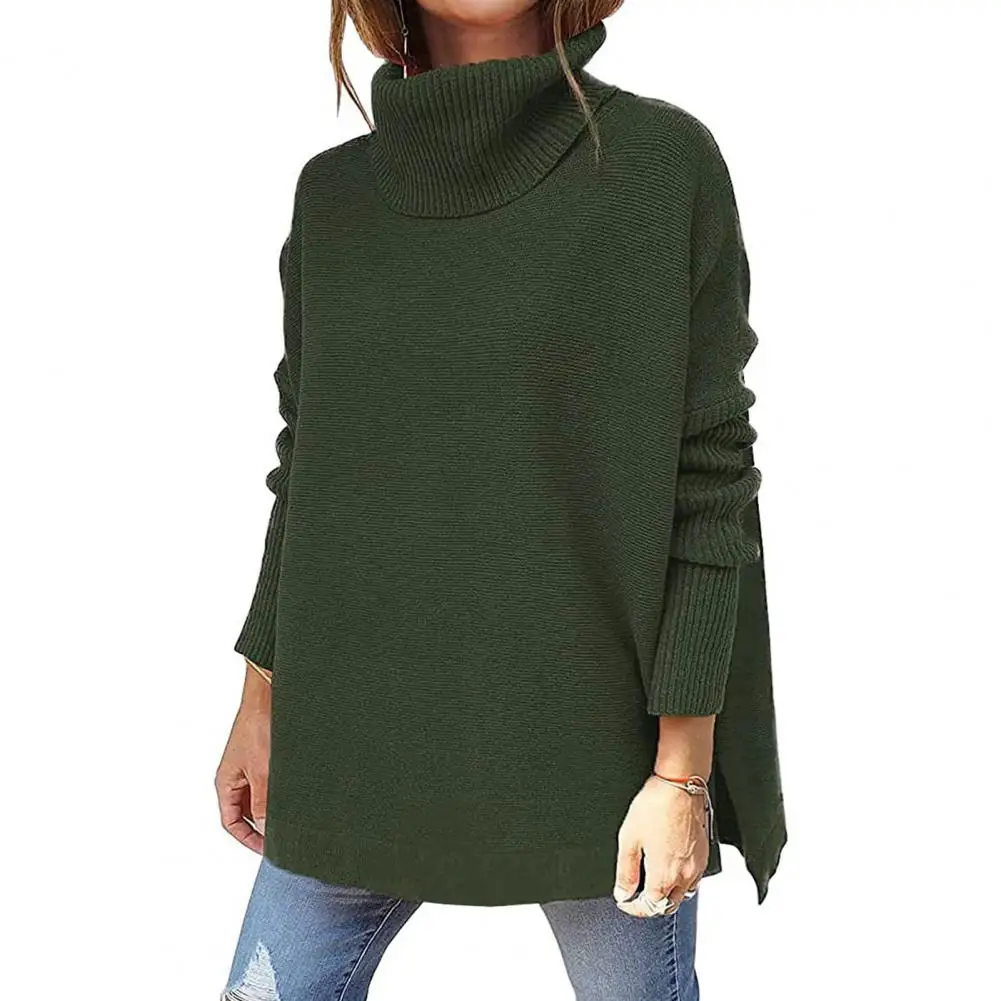 Women\'s Oversize Sweater Robe Pullover Long Sleeve Turtleneck Sweater 2024 Female Top White Khaki Brown Black