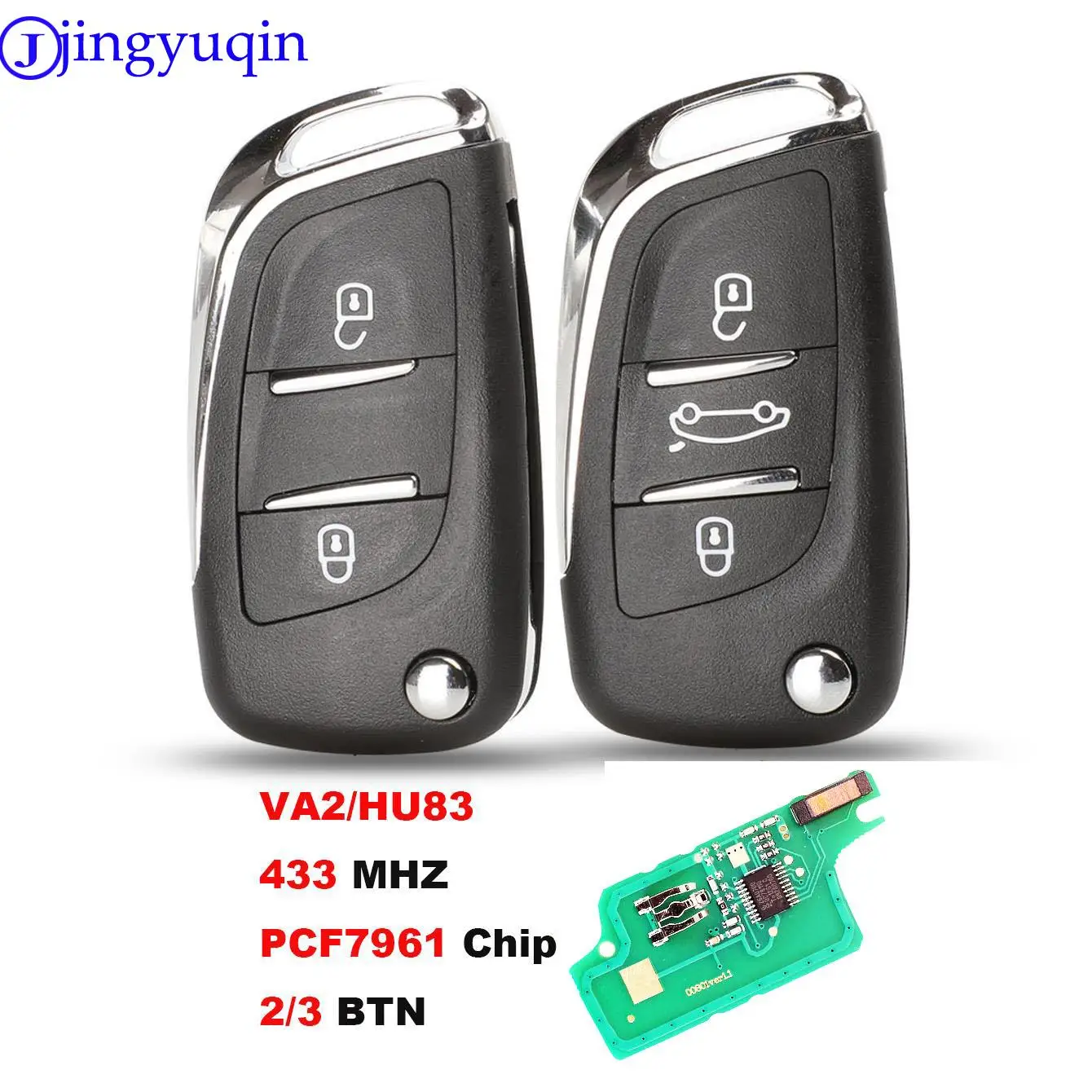 

jingyuqin CE0536 ASK/FSK Modified Flip Remote Car Key For Citroen PICASSO C2 C3 C4 C5 C6 C8 VA2/HU83 433MHz PCF7961 2/3 BTN