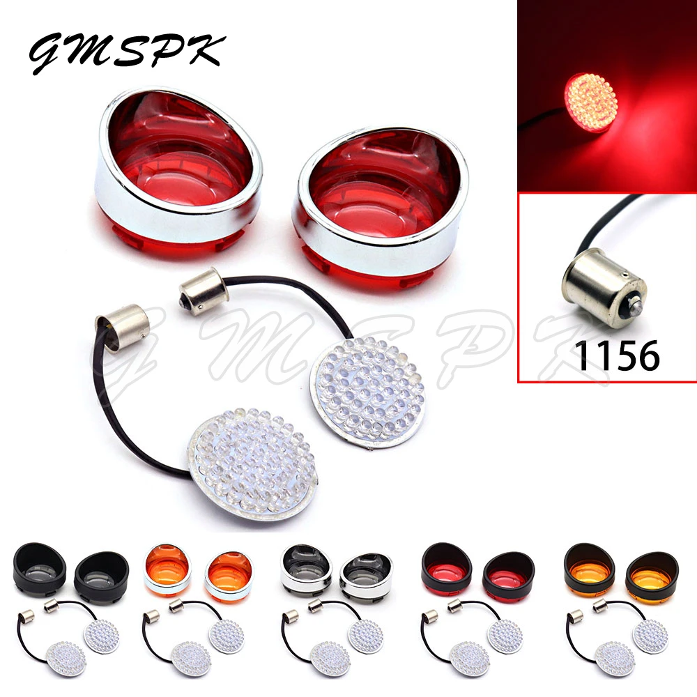 

Motorcycle Rear Turn Signal Indicator 1156 LED Inserts Panel Light Lamp + Lens Cover Fit for Harley Road King Softail Sportster