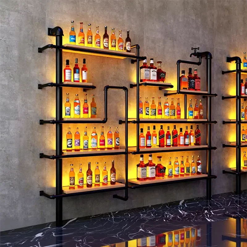 Industrial style personalized iron beer rack LED lighting for restaurant/bistro barbecue hot pot restaurant wine and beverage