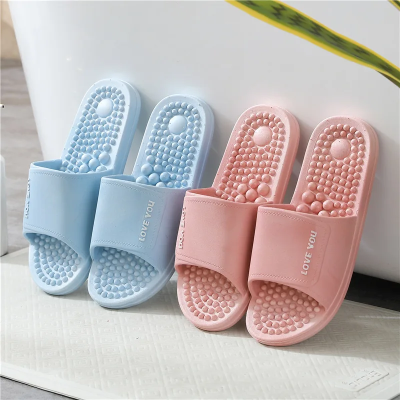 New Slippers Women\'s Indoor Home Bathroom Soft Slip-resistant Couples Foot Acupoint Massage Slippers Women Chinelo Masculino