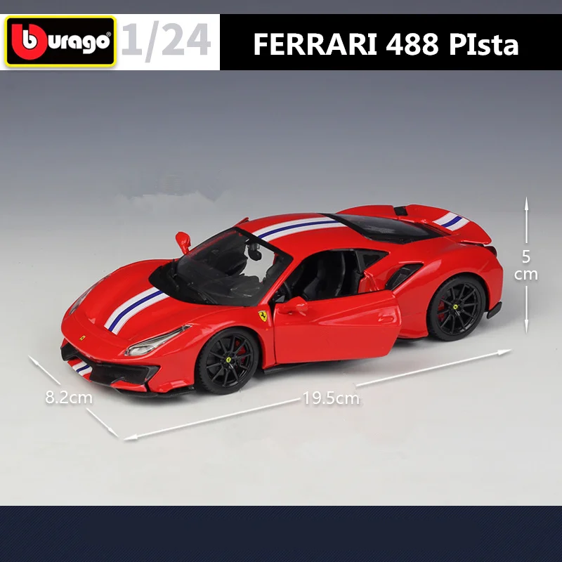 Bburago 1:24 Ferrari 488 PIsta Alloy Sports Car Model Diecasts Metal Racing Car Model Simulation Collection Childrens Toys Gift