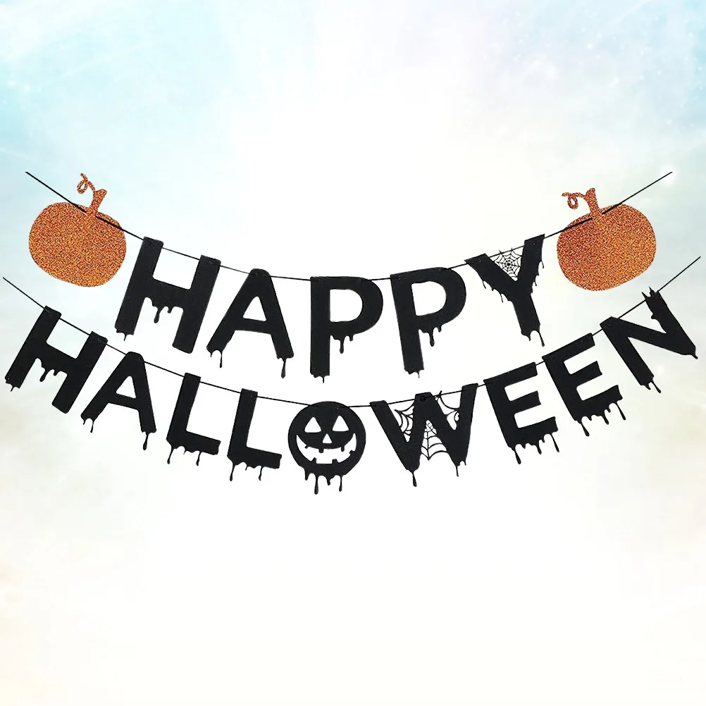 

Halloween Hanging Banner Nonwoven Pumpkin Decoration Perfect Party Supplies Indoor Outdoor Wall Doors Windows Festive