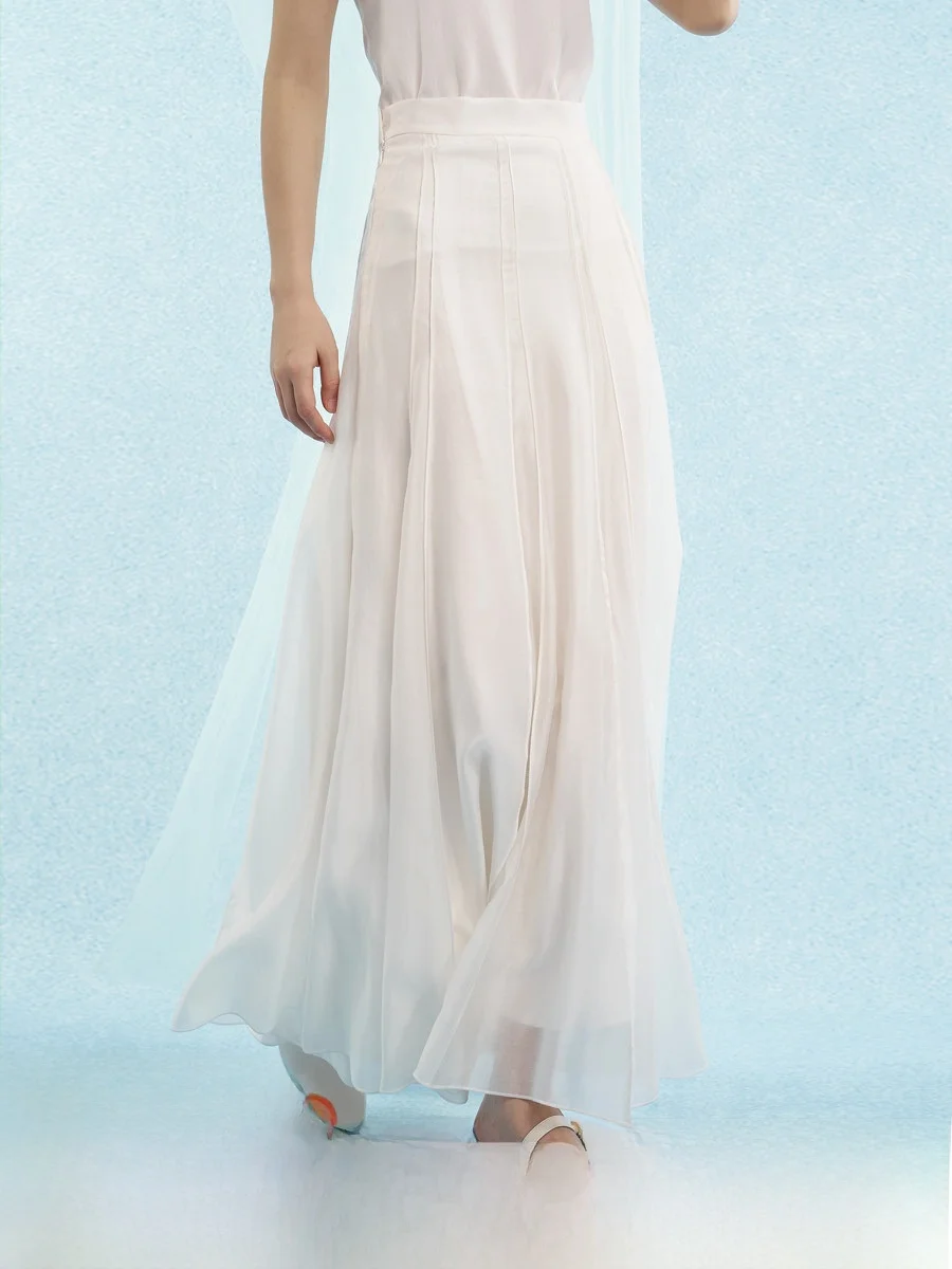 

Новая женская летняя юбка в китайском стиле из смесового шелка, новинка, цельная, художественная, А-силуэт, длинная, на молнии