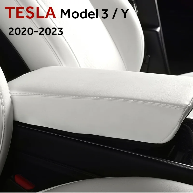 

For Model 3 Y 2023 2022 2021 2020 Car Center Console Armrest Box Cover Pad Soft Case Leather Mat Styling Car Accessories