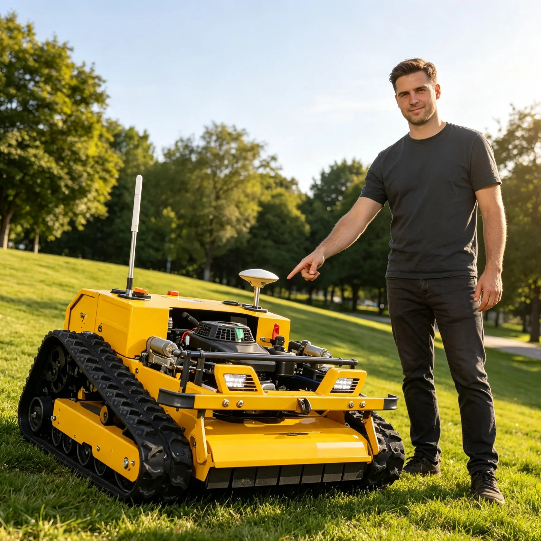 Customized Remote Control Lawn Mower GPS, remote control mowing machine for sloped lawns in highway green maintenance works