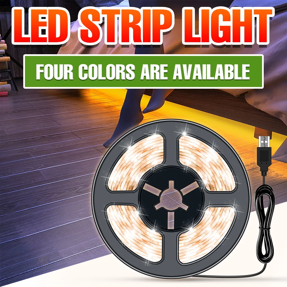 LED Indoor USB Strip Light DC5V Waterproof Flexible Lamp Tape TV Backlight Ribbon Decor Bedroom Kitchen Room Cabinets Lighting