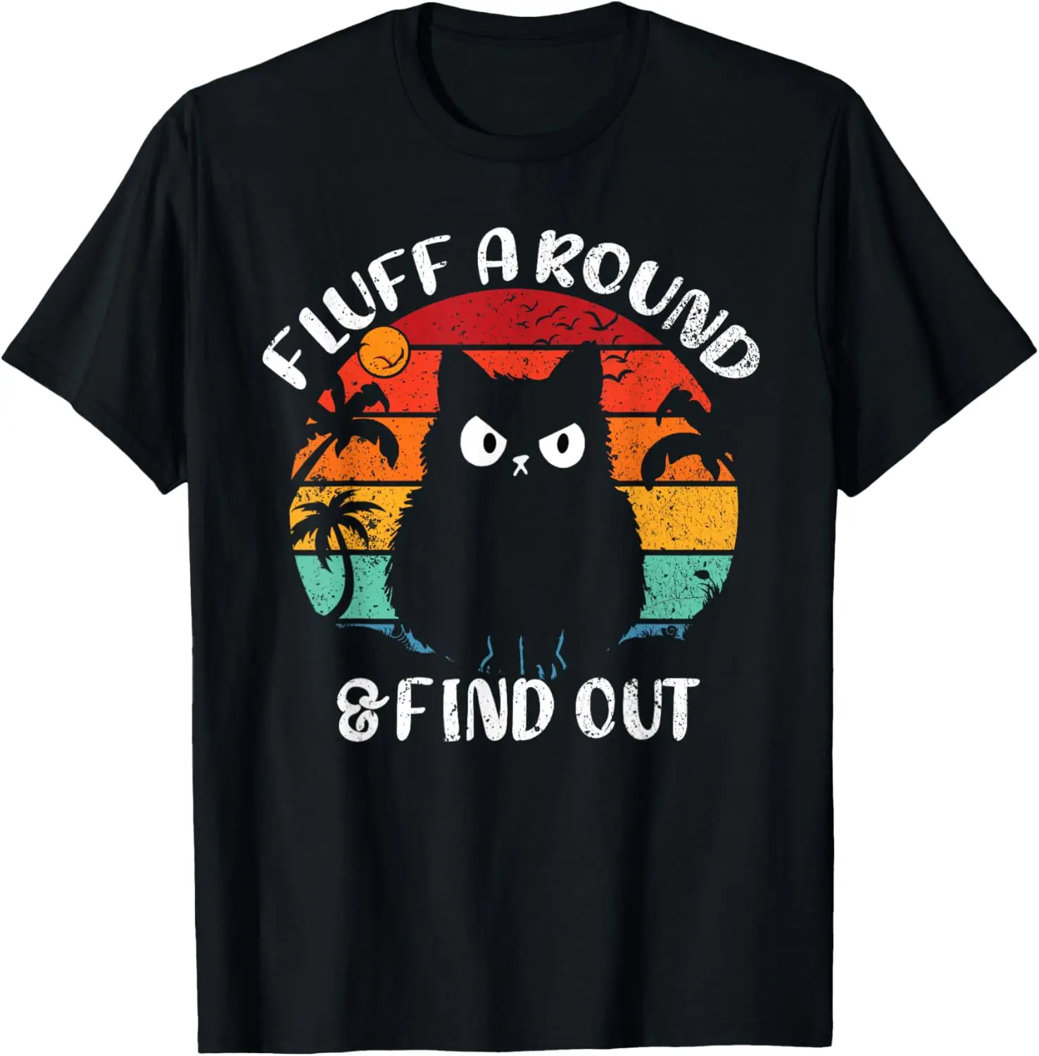 

Забавная винтажная футболка Fluff Around And Find Out с изображением кота
