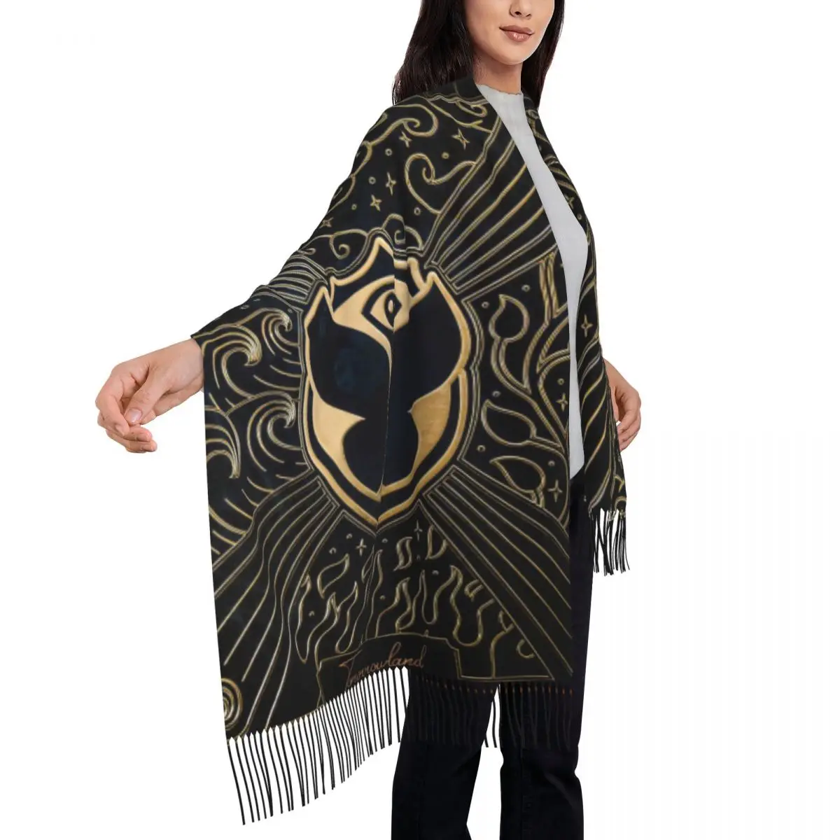 Tomorrowland Scarf Wrap for Women Long Winter Warm Tassel Shawl Unisex Belgian Electronic Dance Music Festival Scarves