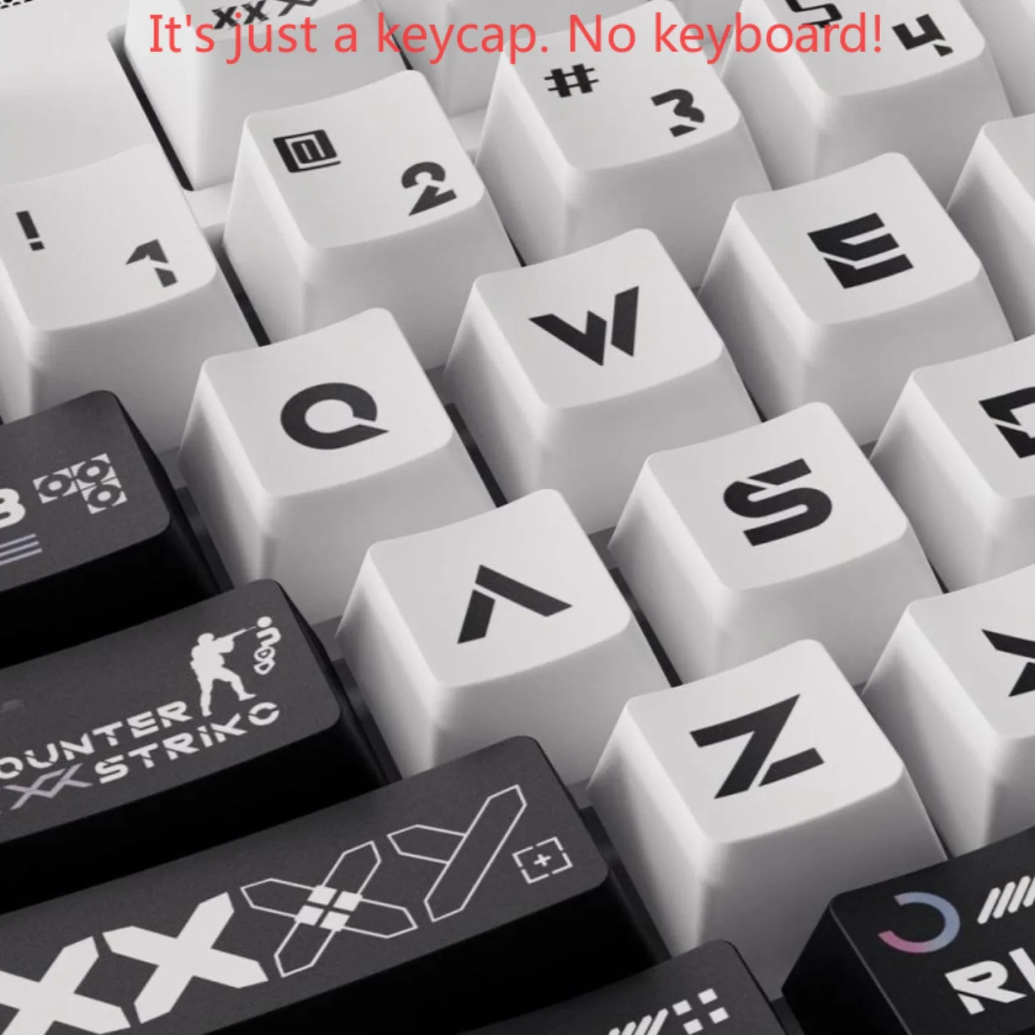 Black White Double Color Printed Cherry Keychain Kit PBT Engraved MX Switch HI75 HI8 68 F99 104 64 Wooting Mechanical Keyboard