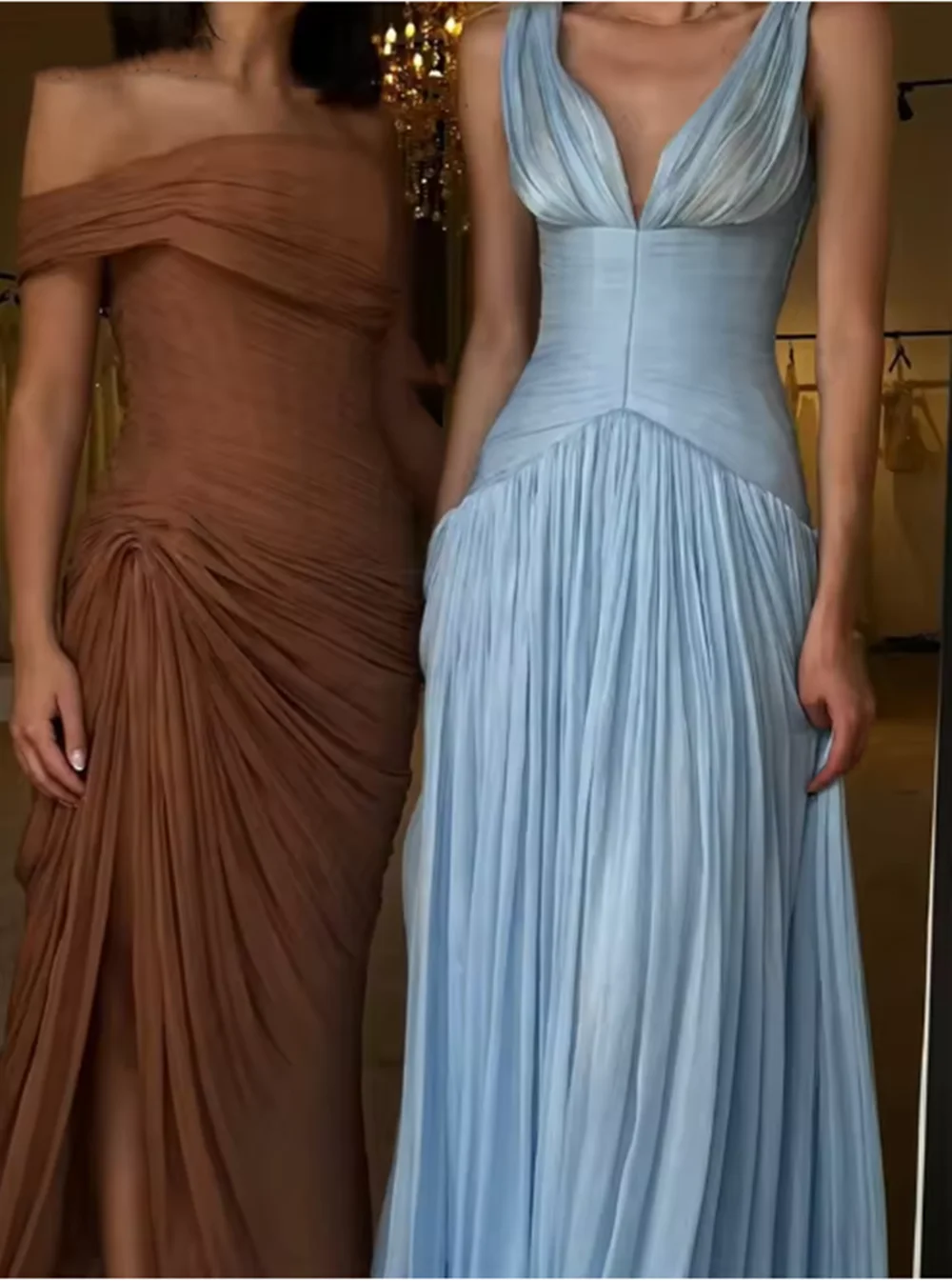 

Женские вечерние платья трапециевидной формы для выпускного вечера, плиссированные вечерние платья, платья без рукавов с v-образным вырезом длиной до пола, по индивидуальному заказу