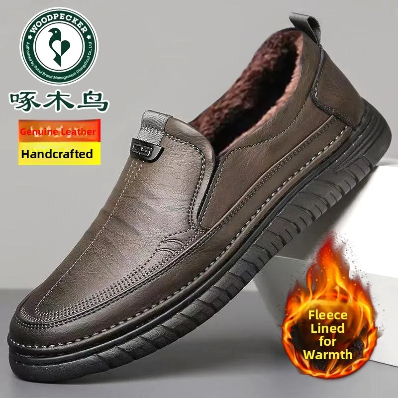 

Real Leather Men's Casual oes Soft Bot Anti-Slip Breathable Comfortable Dad oes for Middle-Aged And ly