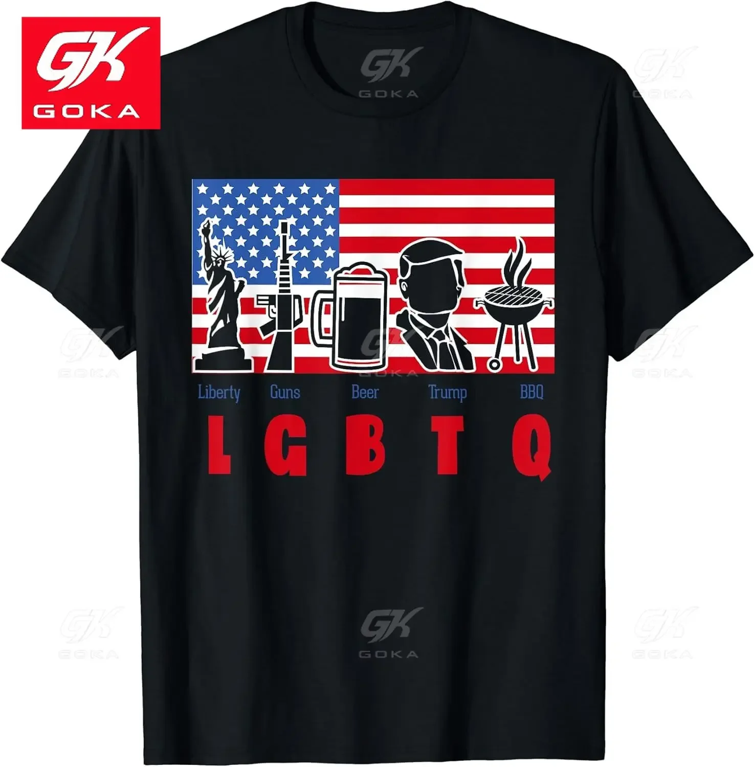 Funny Gift LGBT Parody Liberty Guns Beer Trump TShirt Tops Tees Brand Casual Men T Shirts Men Clothing Graphic Cool T Shirts